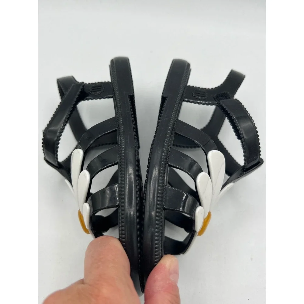 Mini Melissa Hip Bloomy Sandals Girls Sz 13 Daisy Black Flower Jelly Summer EUC